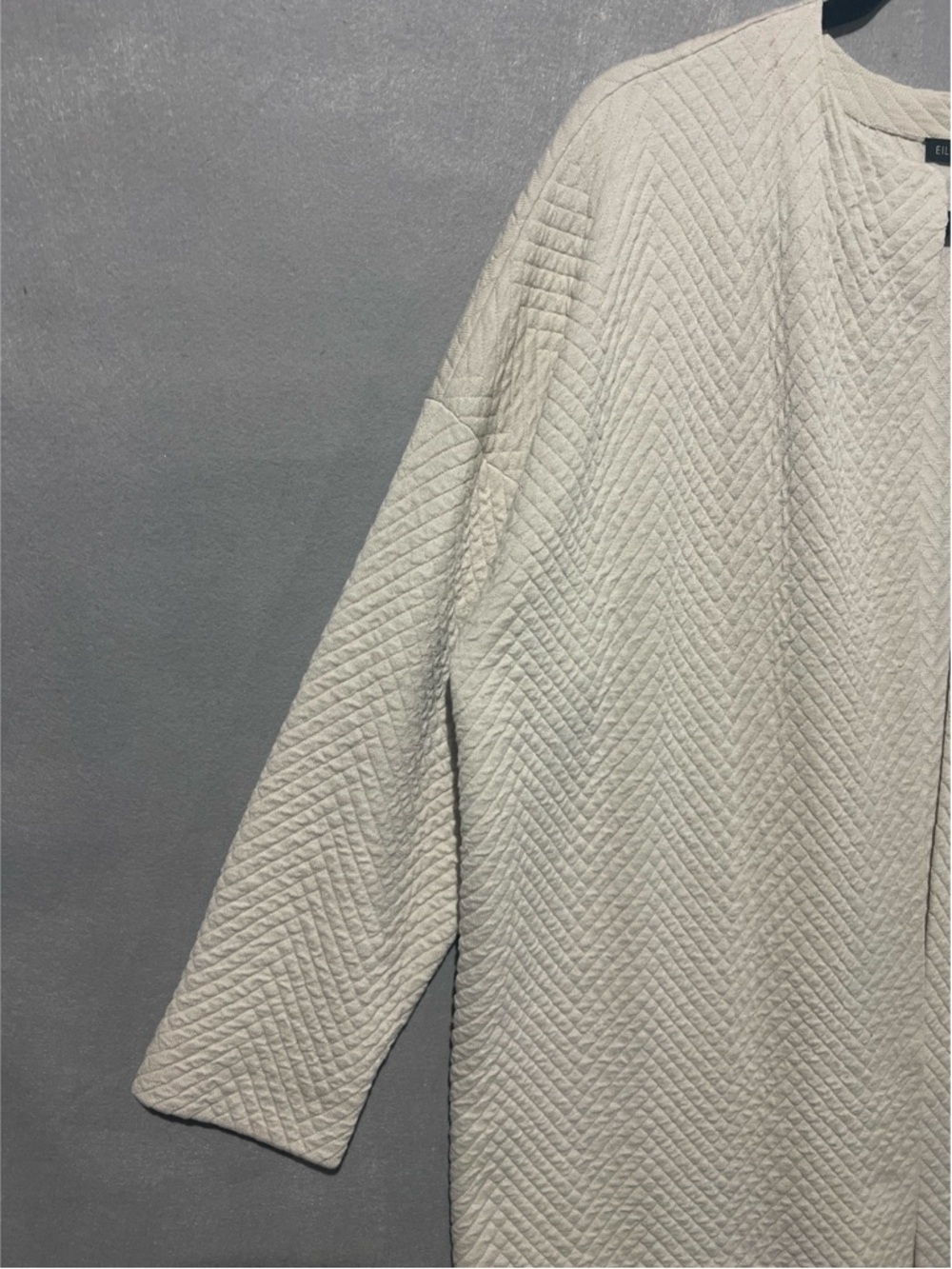 Eileen Fisher Jacket Women’s M Bone Silk Organic Cotton Interlock Jacquard - Picture 8 of 11